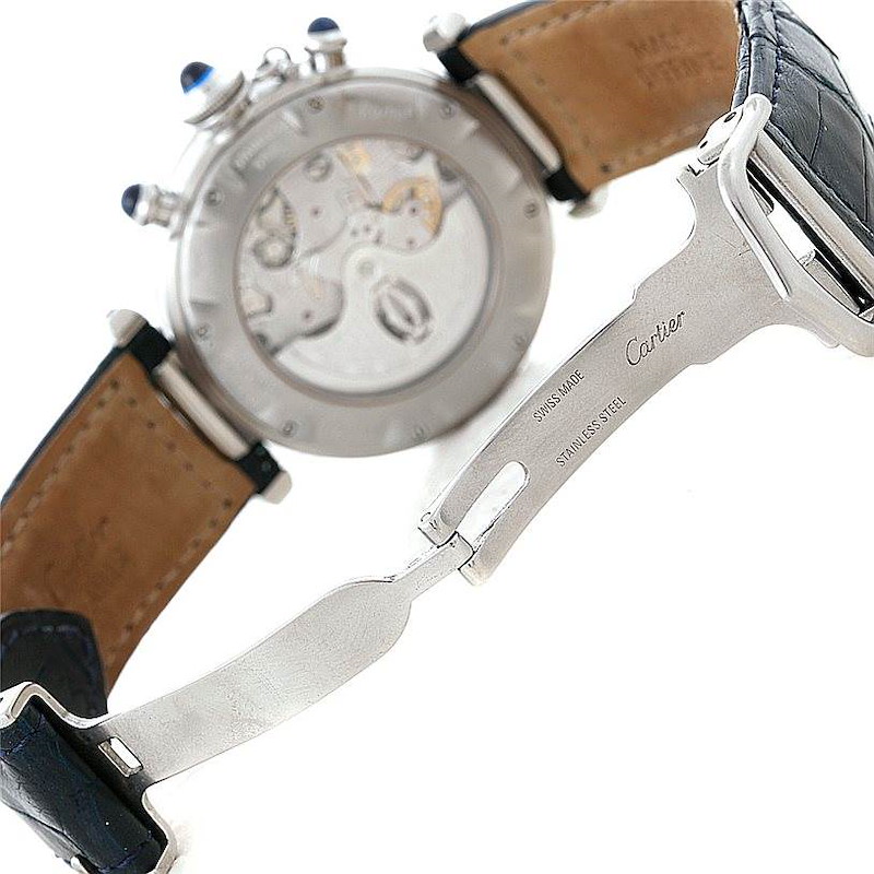 Cartier Pasha Chronograph 38mm Steel Mens Watch W3103055 