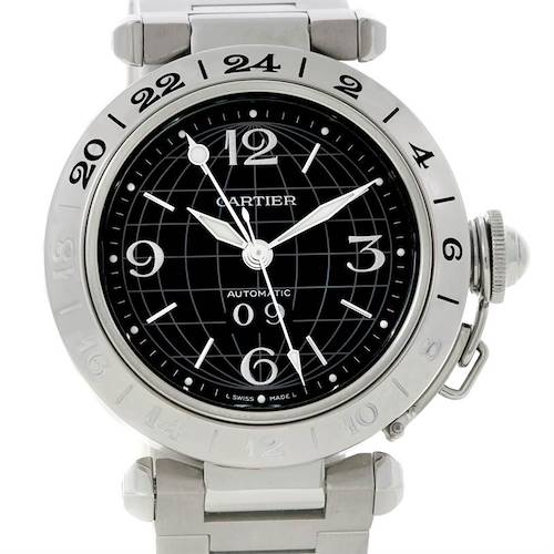 Photo of Cartier Pasha C GMT Mens Steel Black Dial Watch W31049M7