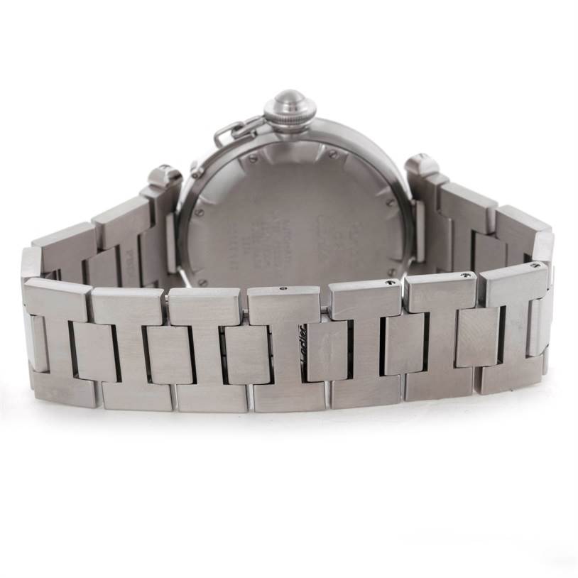 This image shows the rear side and bracelet of the Pasha model by Cartier.