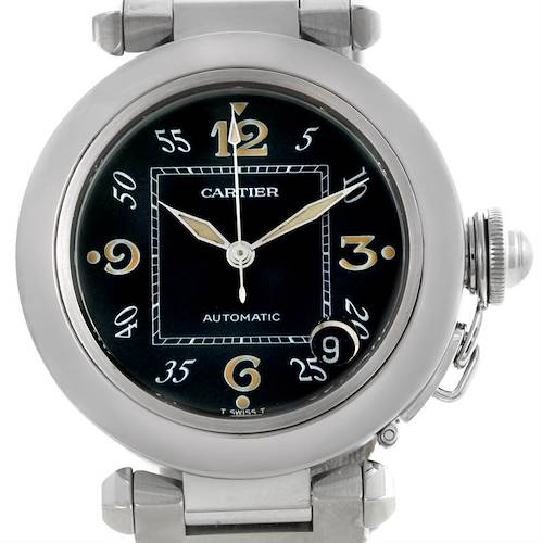 Photo of Cartier Pasha C Medium Black Dial Automatic Steel Watch W31043M7