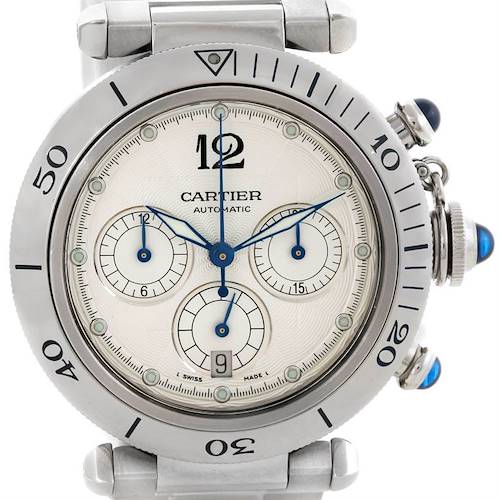 Photo of Cartier Pasha Chronograph 38mm Steel Mens Watch W31030H3