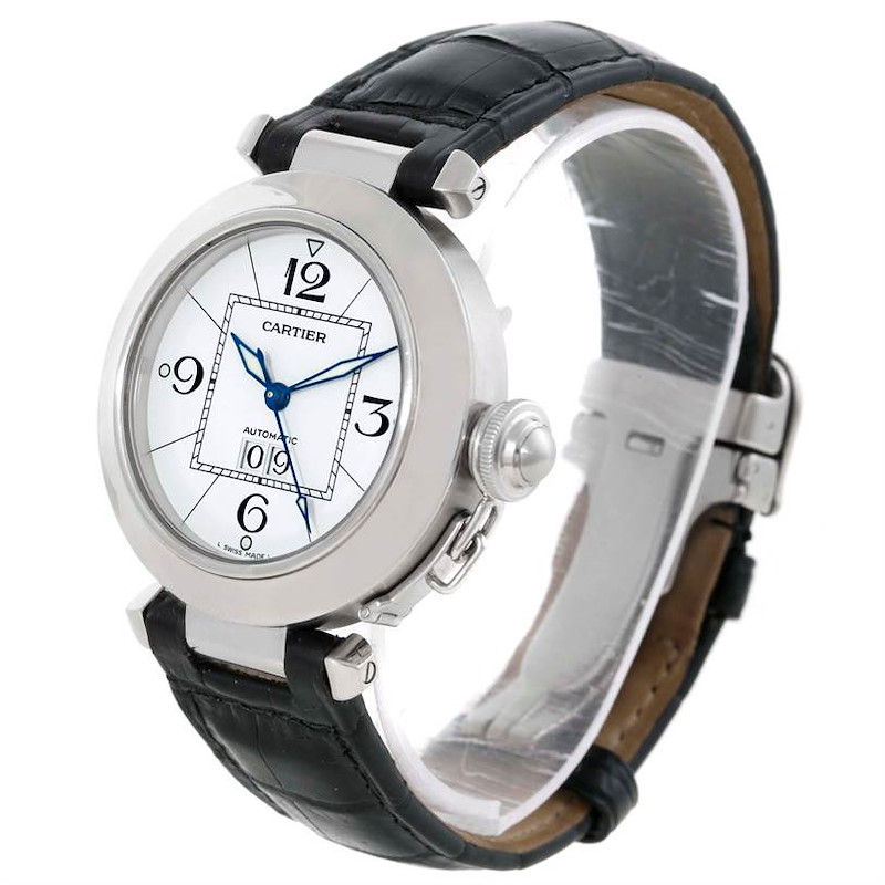 Cartier Pasha C Midsize Steel Watch Big Date W31055M7 SwissWatchExpo