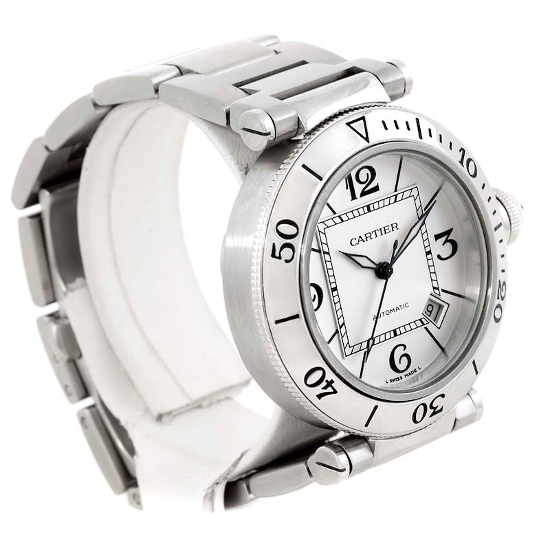 Cartier Pasha Seatimer Stainless Steel Silver Dial Watch W31080M7 SwissWatchExpo