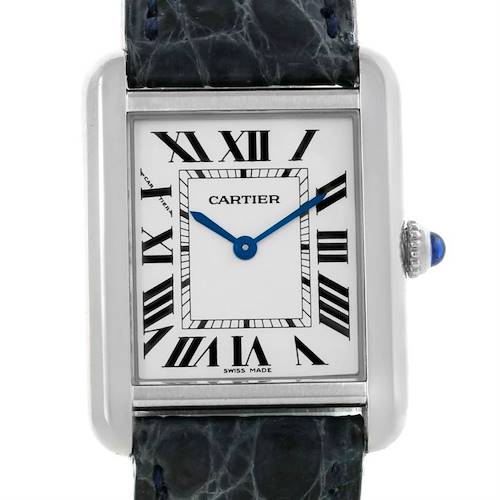 Photo of Cartier Tank Solo Ladies Stainless Steel Blue Strap Watch W1018255