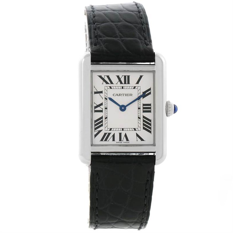 Cartier Tank Solo Small Stainless Steel Watch W1018255 Box Papers SwissWatchExpo
