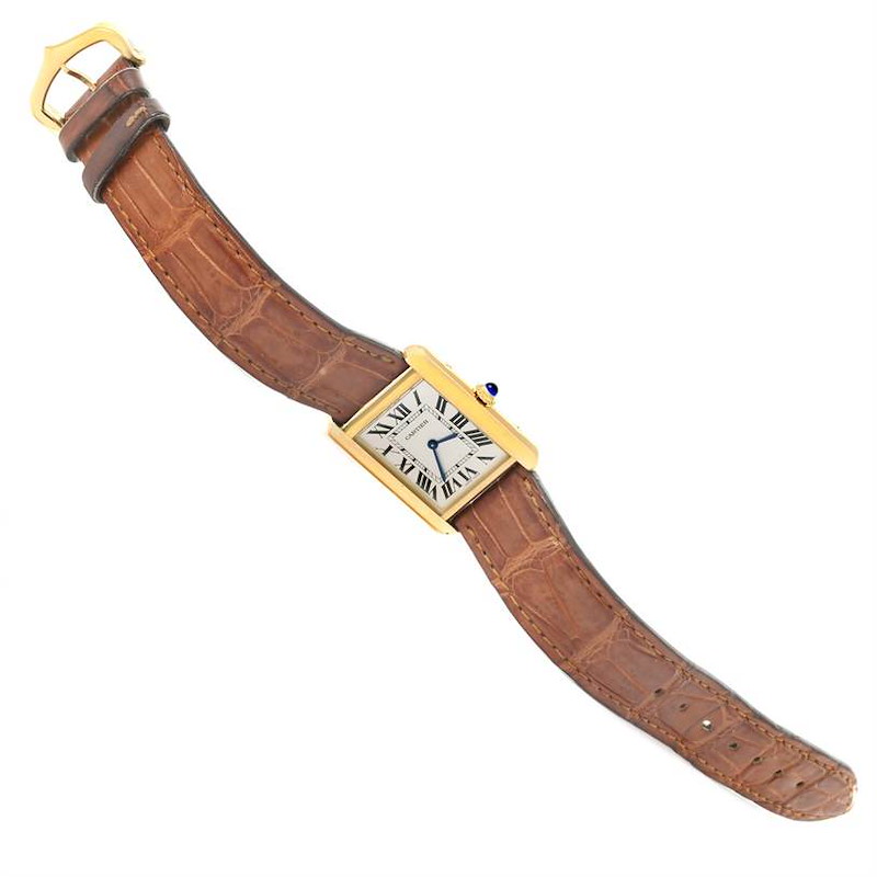 Cartier Tank Solo Small Gold and Steel Brown Strap Watch W1018755