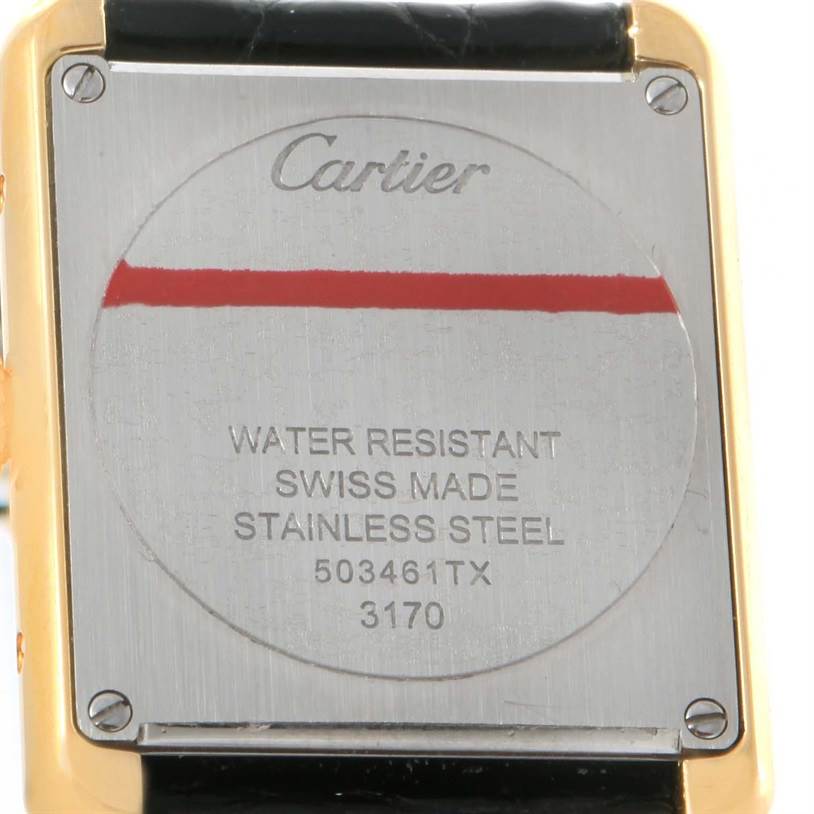 Cartier Tank Solo Yellow Gold Steel Black Strap Watch W1018755 Unworn ...