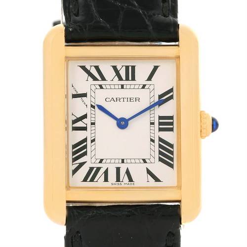 Photo of Cartier Tank Solo Small Yellow Gold Steel Black Strap Watch W1018755