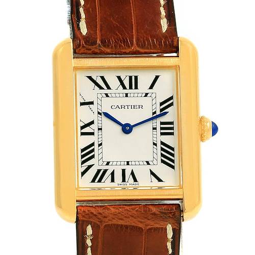 Photo of Cartier Tank Solo Yellow Gold Steel Brown Strap Ladies Watch W1018755