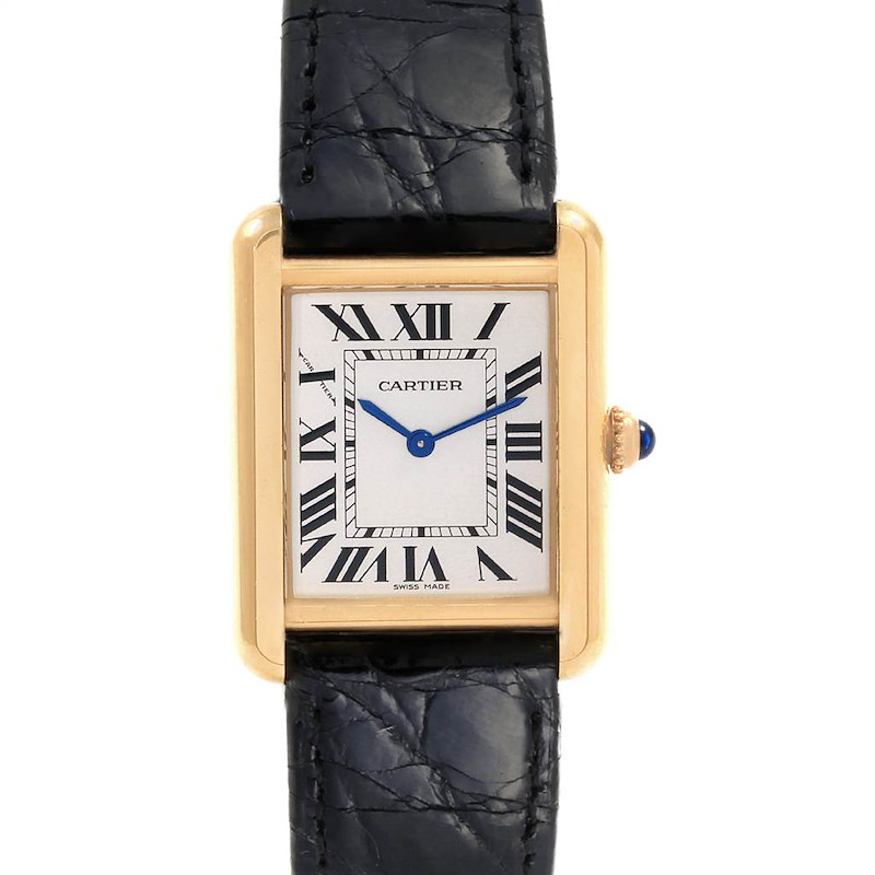 Cartier Tank Solo Yellow Gold Steel Ladies Watch W1018755 Box Papers SwissWatchExpo