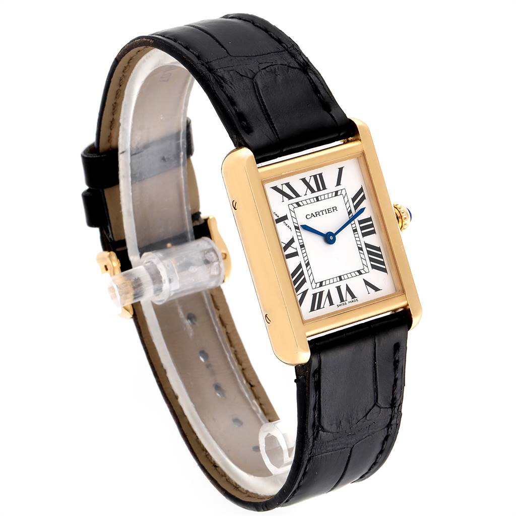 Cartier Tank Solo Yellow Gold Steel Black Strap Ladies Watch W1018755 ...