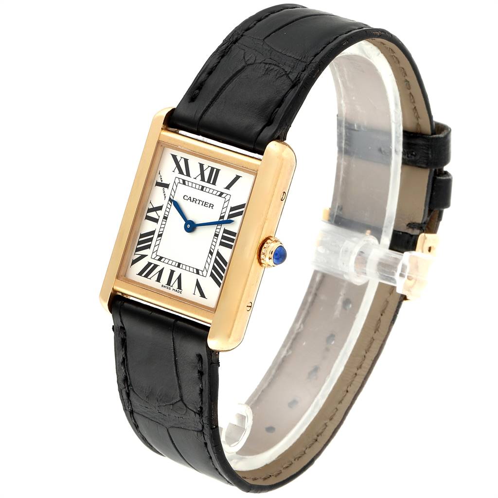 Cartier Tank Solo Yellow Gold Steel Black Strap Ladies Watch W1018755 ...