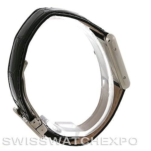 The image shows the side view of a Cartier Tank Solo W1018255 Women's Stainless Steel Silver Dial W1018255 Women's Stainless Steel Silver Dial watch, highlighting the side profile and part of the strap.