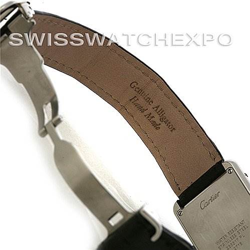 The image shows the underside of the strap and clasp of a Cartier Tank Solo W1018255 Women's Stainless Steel Silver Dial W1018255 Women's Stainless Steel Silver Dial watch.