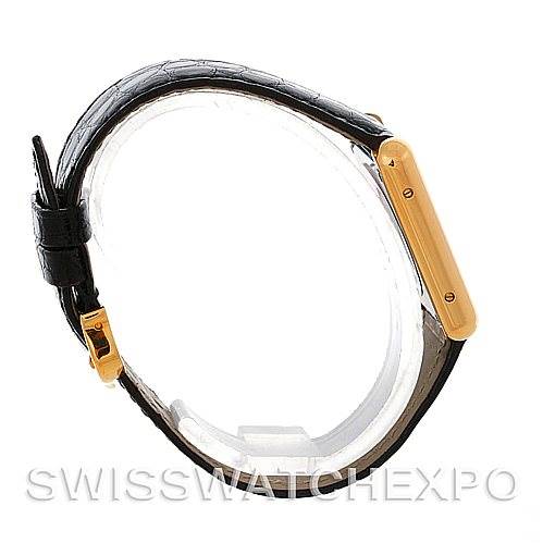 The image shows a side angle of the Cartier Tank Solo W1018755 Women's Steel and Gold (two tone) Silver Dial W1018755 Women's Steel and Gold (two tone) Silver Dial watch, highlighting the strap and side profile of the case.