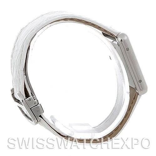 The image shows a side view of a Cartier Tank Solo W1018255 Women's Stainless Steel Silver Dial W1018255 Women's Stainless Steel Silver Dial watch focusing on the strap and side profile of the case.