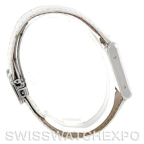 This image shows a side view of the Cartier Tank Solo W1019555 Women's Stainless Steel Silver Dial W1019555 Women's Stainless Steel Silver Dial watch, highlighting its case and strap.