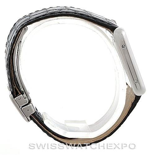 The image shows a side profile of the Cartier Tank Solo W1018255 Women's Stainless Steel Silver Dial W1018255 Women's Stainless Steel Silver Dial watch, highlighting the strap and the side of the case.