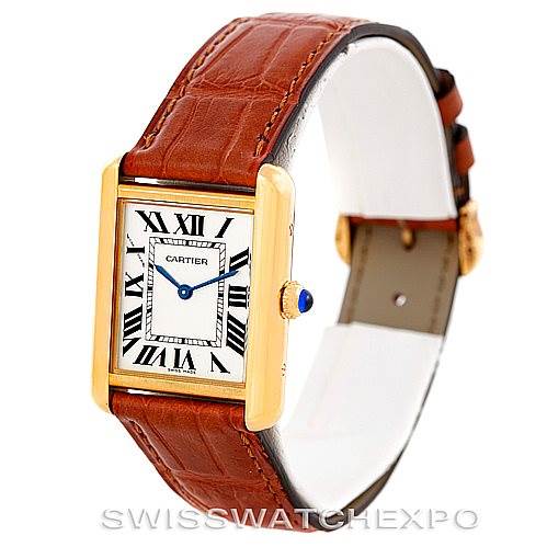 The Cartier Tank Solo W1018755 Women's Steel and Gold (two tone) Silver Dial W1018755 Women's Steel and Gold (two tone) Silver Dial watch is shown at a front angle, highlighting the face, case, strap, and crown.