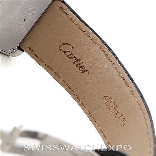 This image shows the interior leather strap of a Cartier Tank Solo W1018255 Women's Stainless Steel Silver Dial W1018255 Women's Stainless Steel Silver Dial watch.
