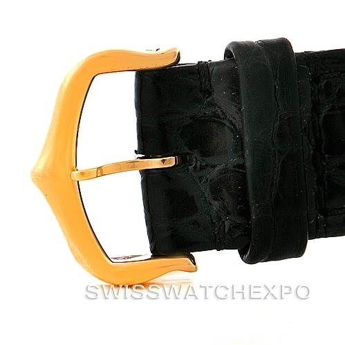 The image shows a close-up of the buckle and leather strap of a Cartier Tank Solo W1018755 Women's Steel and Gold (two tone) Silver Dial W1018755 Women's Steel and Gold (two tone) Silver Dial watch.