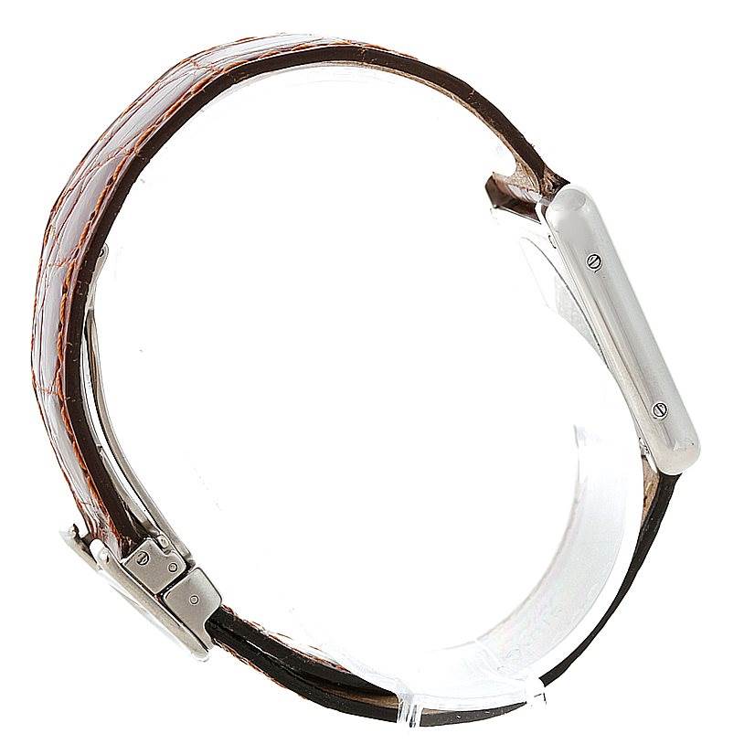 The image shows a side view of the Cartier Tank Solo W1018255 Women's Stainless Steel Silver Dial W1018255 Women's Stainless Steel Silver Dial watch, highlighting the strap and side of the case.