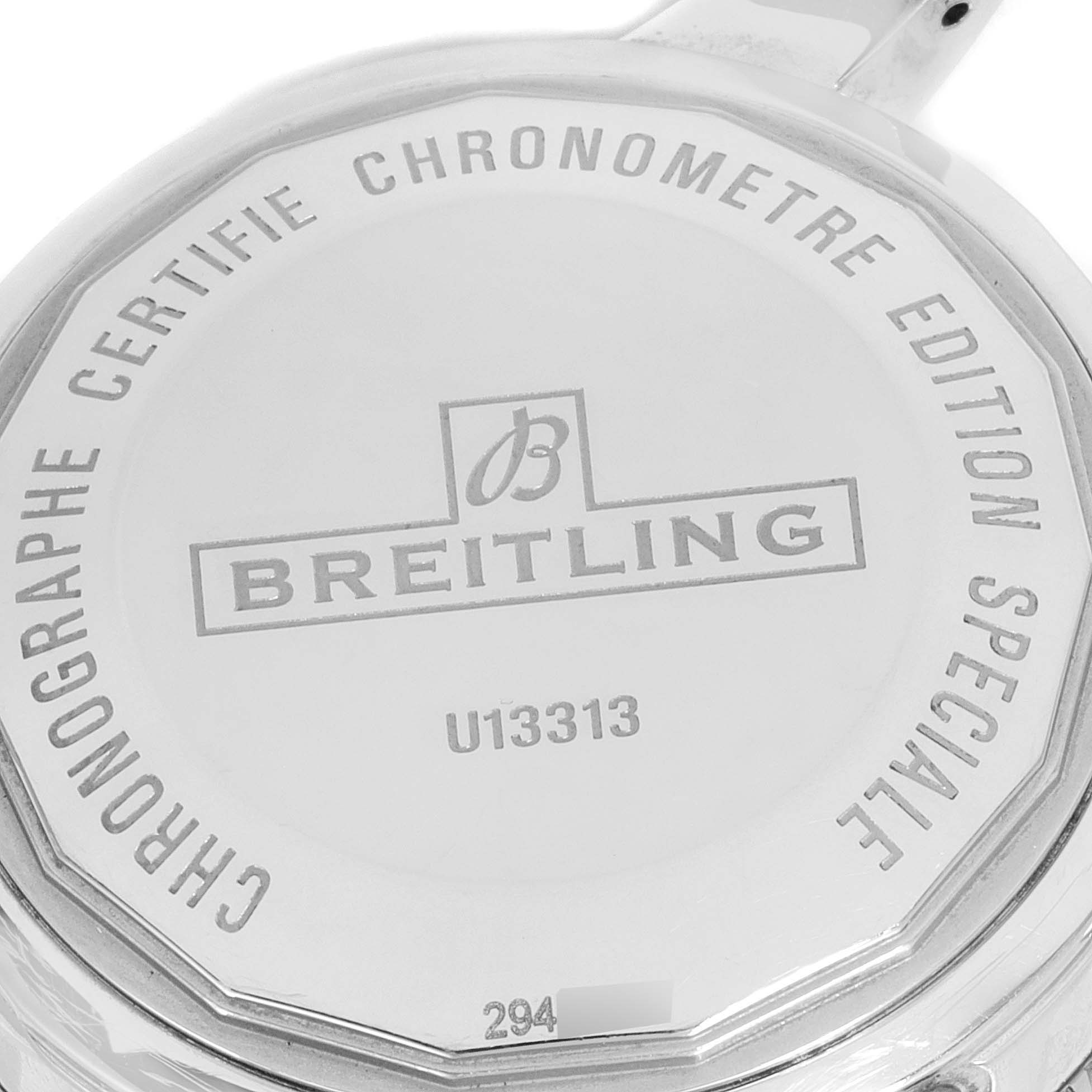 The image shows the back case of the Breitling Superocean U1331312/BG50/279S/A20D.4 Men's Stainless Steel Black Dial U1331312/BG50/279S/A20D.4 Men's Stainless Steel Black Dial watch, displaying branding and serial information.