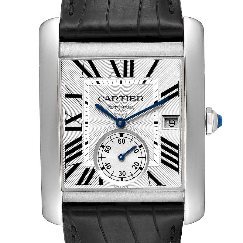 Cartier Tank MC Silver Dial Steel Mens Watch W5330003 Box Papers SwissWatchExpo