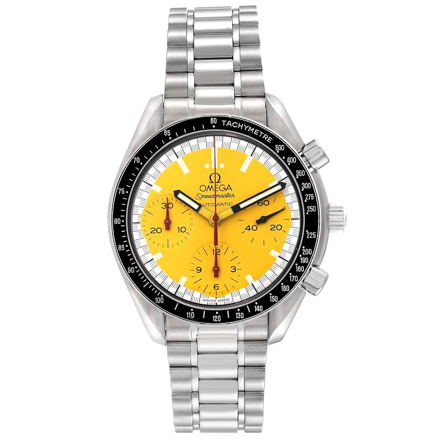 Omega Speedmaster Schumacher Yellow Dial Steel Mens Watch 3510.12.00 Box Card SwissWatchExpo