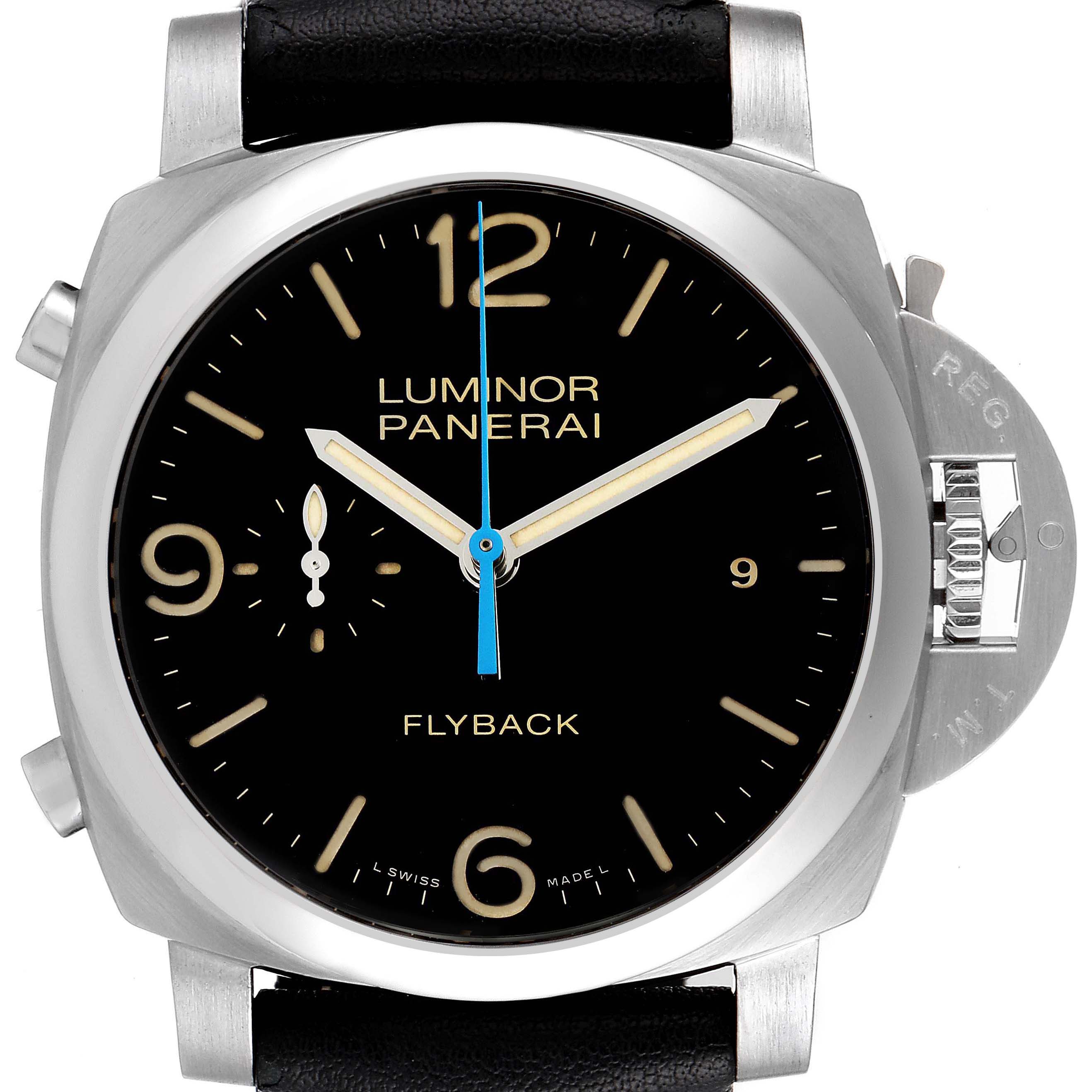 The image shows the face of a Panerai Luminor PAM00524 Men's Stainless Steel Black Dial PAM00524 Men's Stainless Steel Black Dial watch, viewed directly from the front.