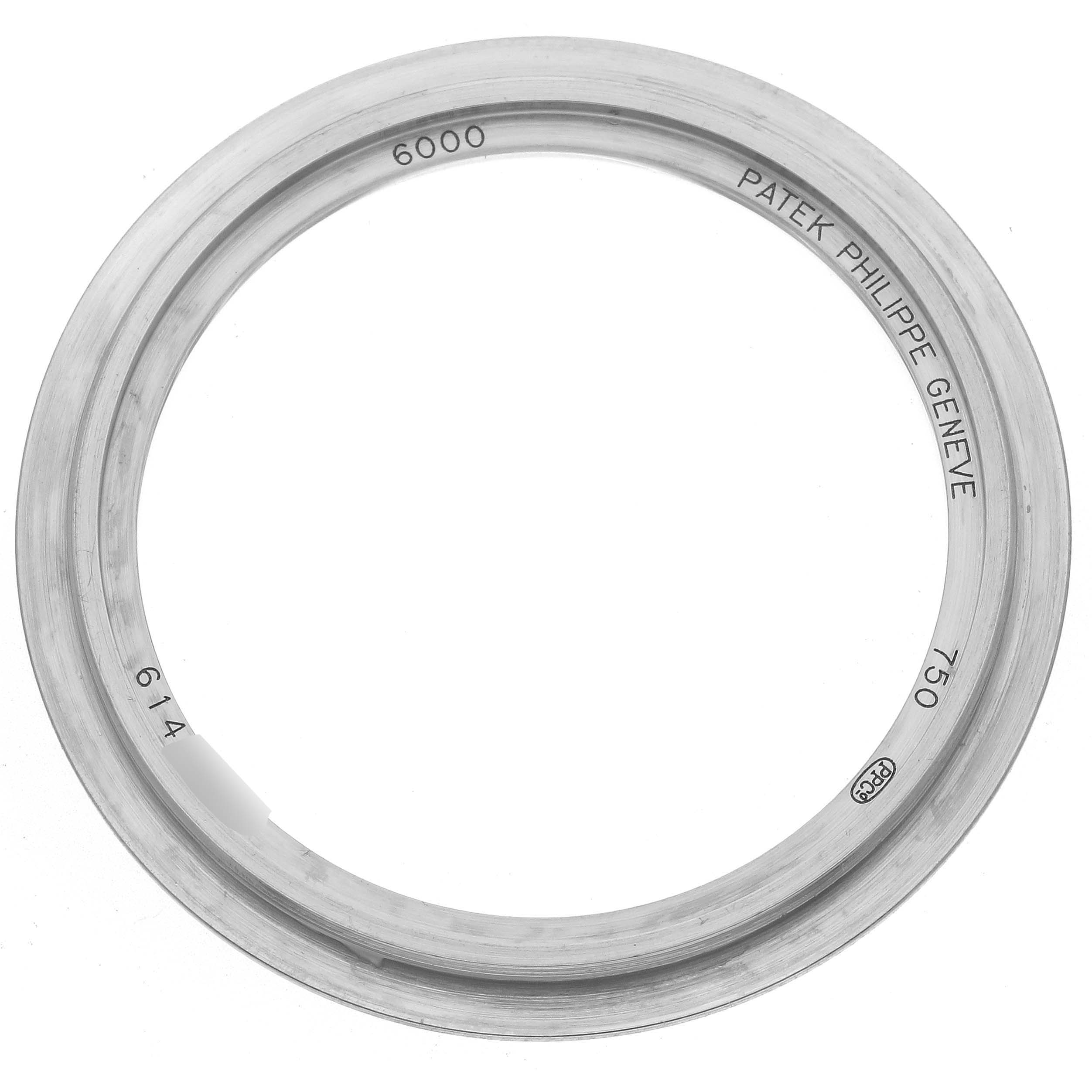 This image shows the front view of a bezel from a Calatrava model by Patek Philippe.