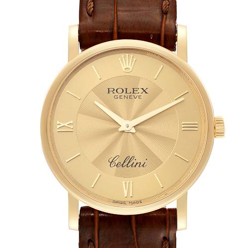Photo of Rolex Cellini Classic Yellow Gold Decorated Champagne Dial Mens Watch 5115