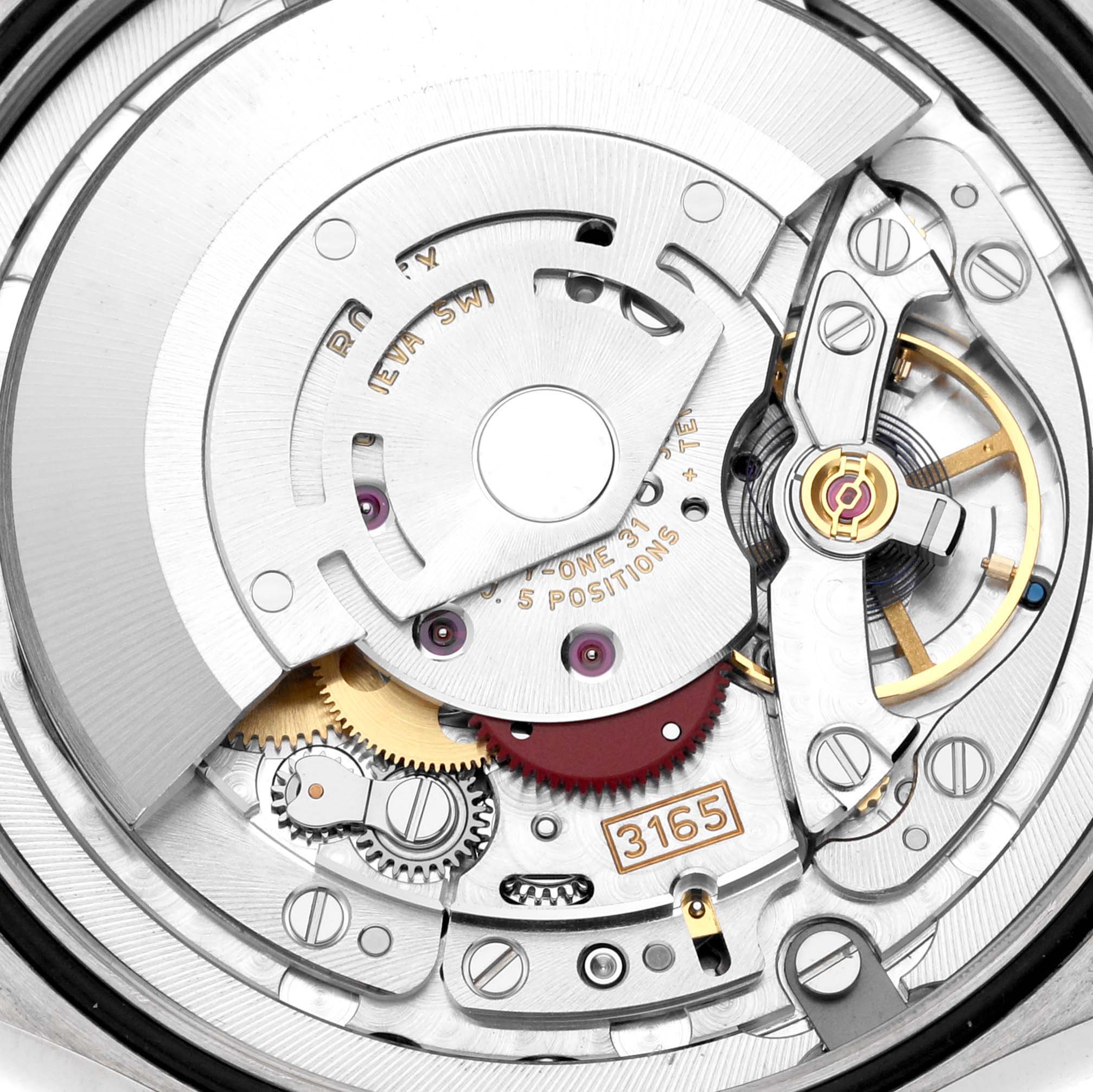 The image shows the intricate internal mechanism of the Rolex Cellini 50519 Men's White Gold Blue Dial 50519 Men's White Gold Blue Dial model watch, focusing on the movement components.