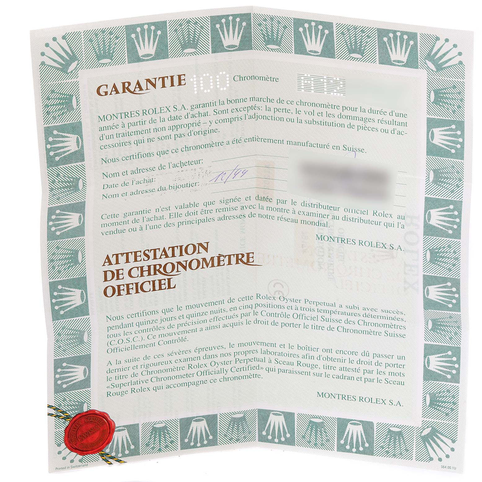 This image shows the certificate of Best Quality
ity and warranty document for a Rolex Datejust 79174 Women
s Stainless Steel Silver Dial 79174 Women
s Stainless Steel Silver Dial watch.