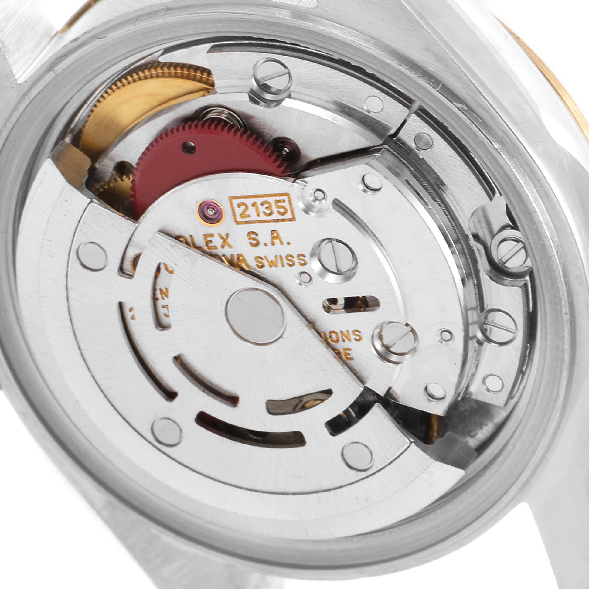 This image shows the movement and inner mechanism of a Rolex Datejust 69173 Women
s Steel and Gold (two tone) Champagne Dial 69173 Women
s Steel and Gold (two tone) Champagne Dial watch.