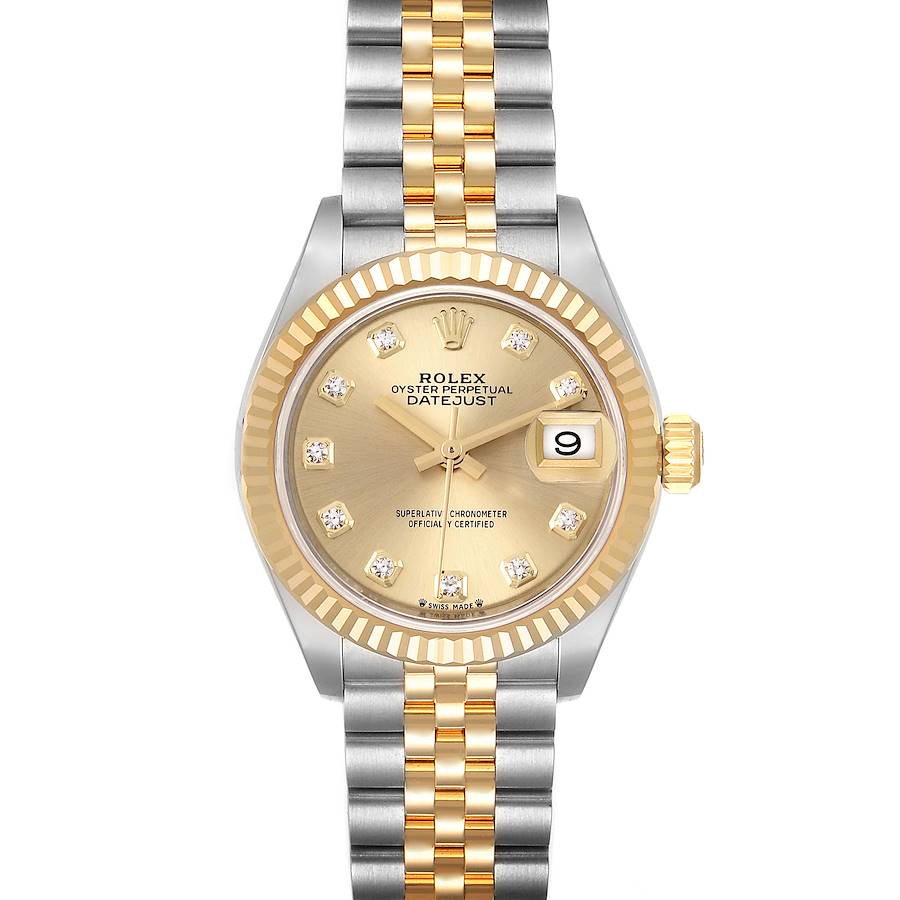 Rolex Datejust 28 Steel Yellow Gold Diamond Ladies Watch 279173 Box Card SwissWatchExpo