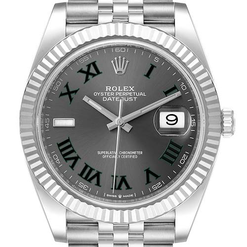 Photo of Rolex Datejust 41 Steel White Gold Wimbledon Dial Mens Watch 126334 Unworn