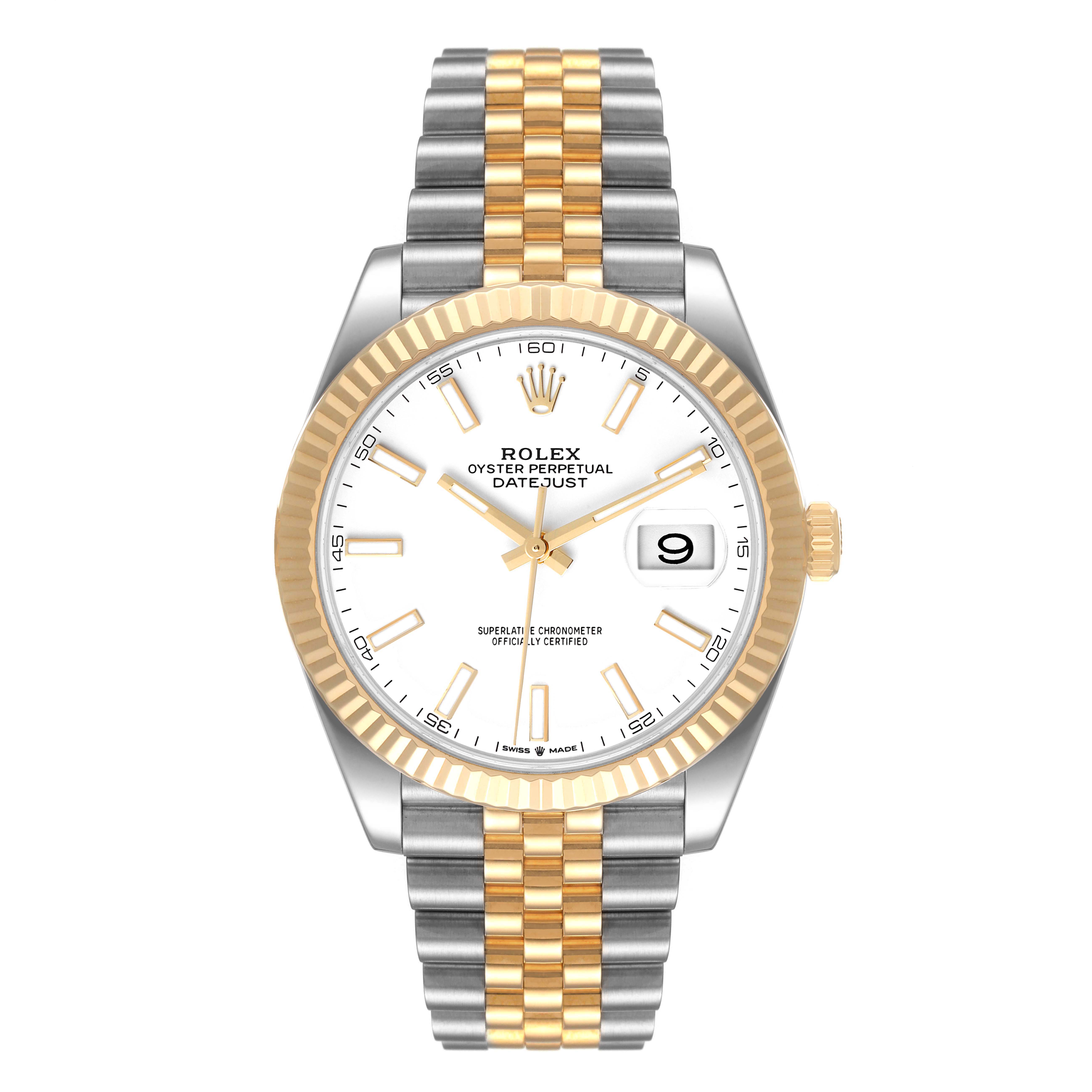 Rolex Datejust 41 Steel Yellow Gold White Dial Mens Watch 126333 Unworn ...