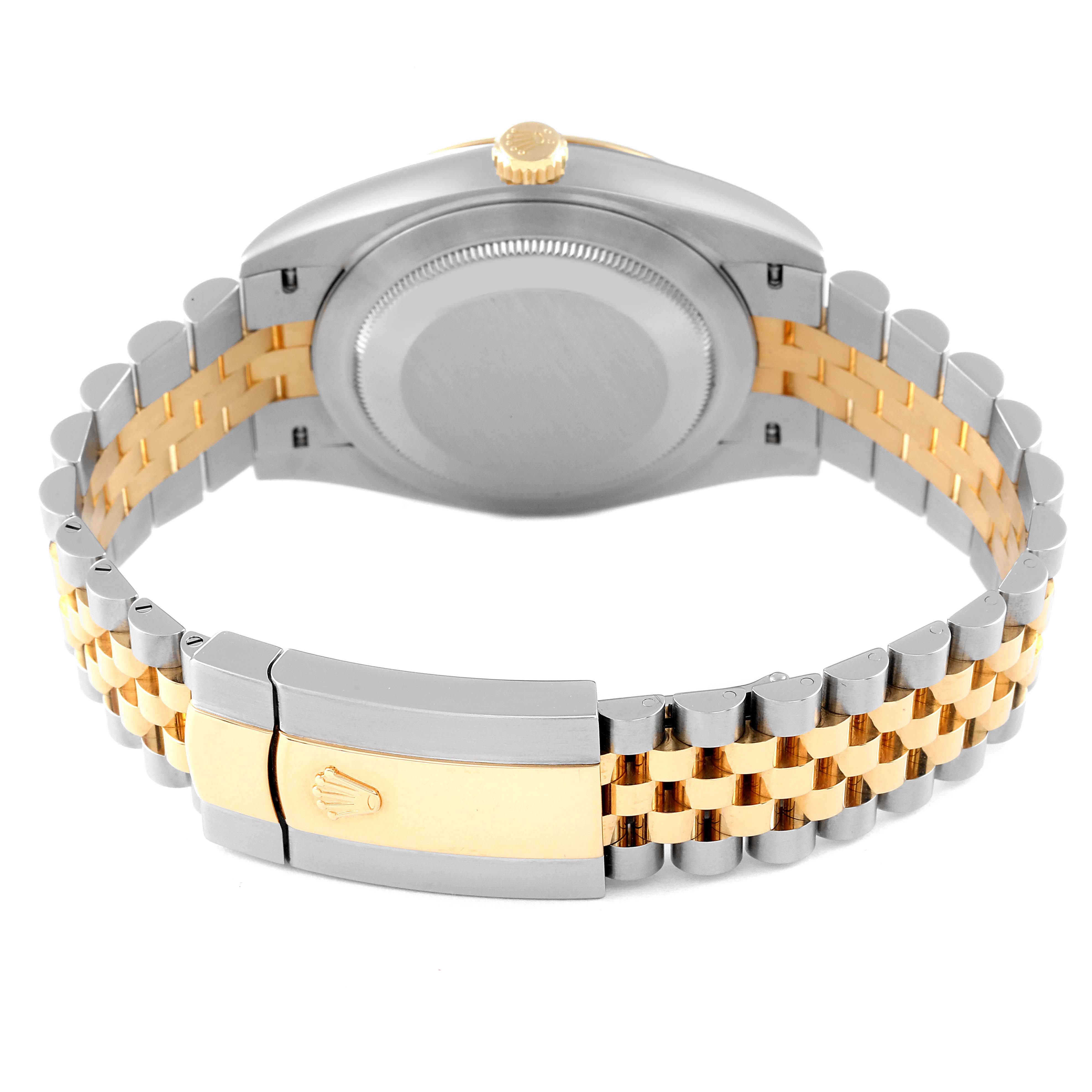 This image shows the back and bracelet of the Rolex Datejust 41 126333 Men's Steel and Gold (two tone) White Dial 126333 Men's Steel and Gold (two tone) White Dial watch, highlighting the two-tone design and clasp.