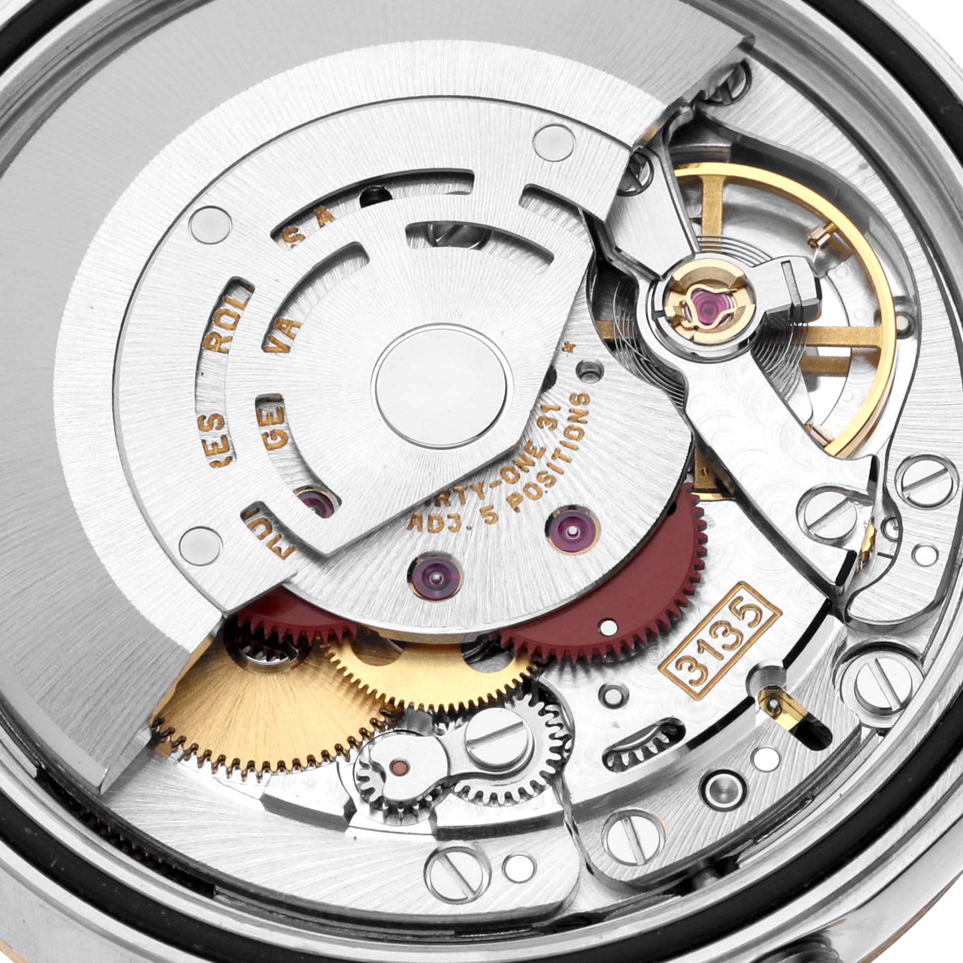 This image shows the intricate internal mechanics of the Rolex Datejust 16233 Men's Steel and Gold (two tone) Champagne Dial 16233 Men's Steel and Gold (two tone) Champagne Dial model, highlighting the movement components.