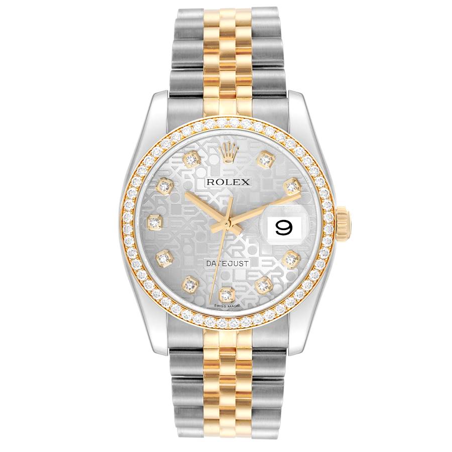 Rolex Datejust Steel Yellow Gold Anniversary Dial Diamond Mens Watch 116243 SwissWatchExpo
