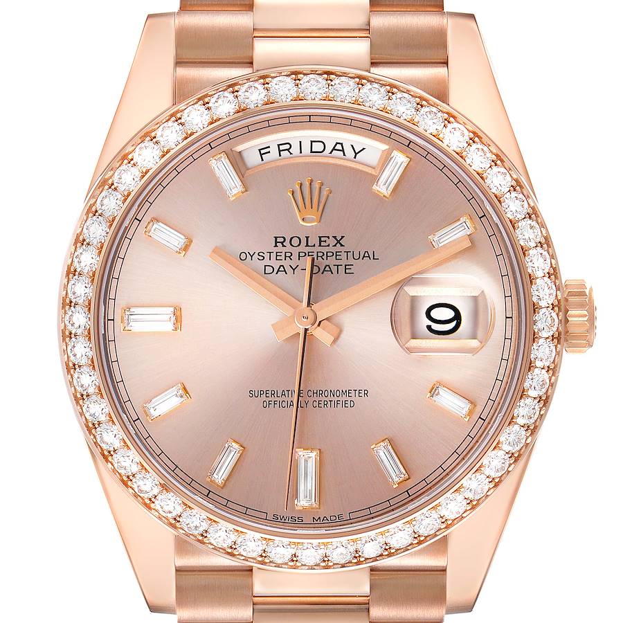 Rolex Day-Date 40 President Rose Gold Diamond Mens Watch 228345 Unworn SwissWatchExpo