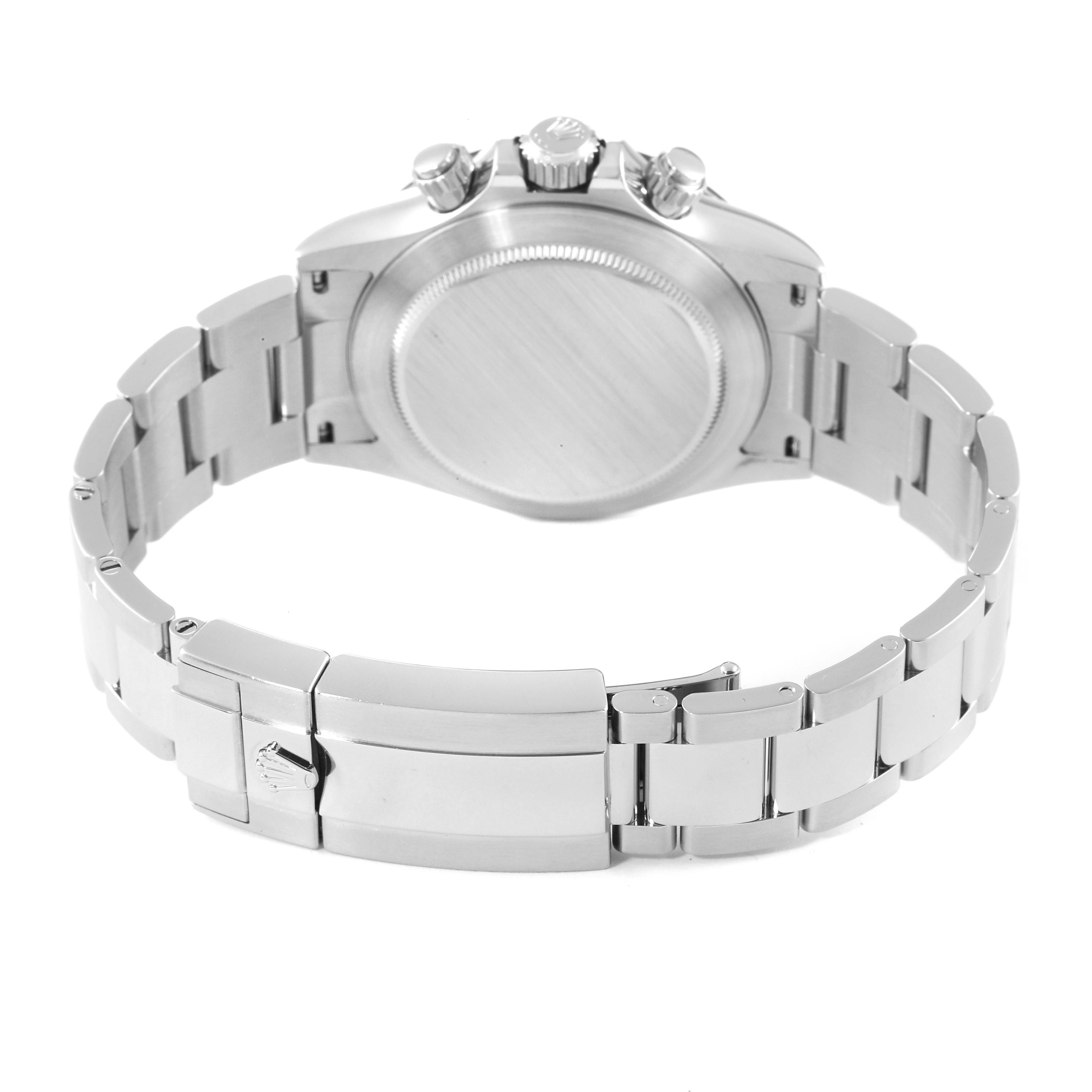 This image shows the back case and bracelet of the Rolex Daytona 116500 Men's Stainless Steel White Dial 116500 Men's Stainless Steel White Dial watch, viewed from the rear angle.