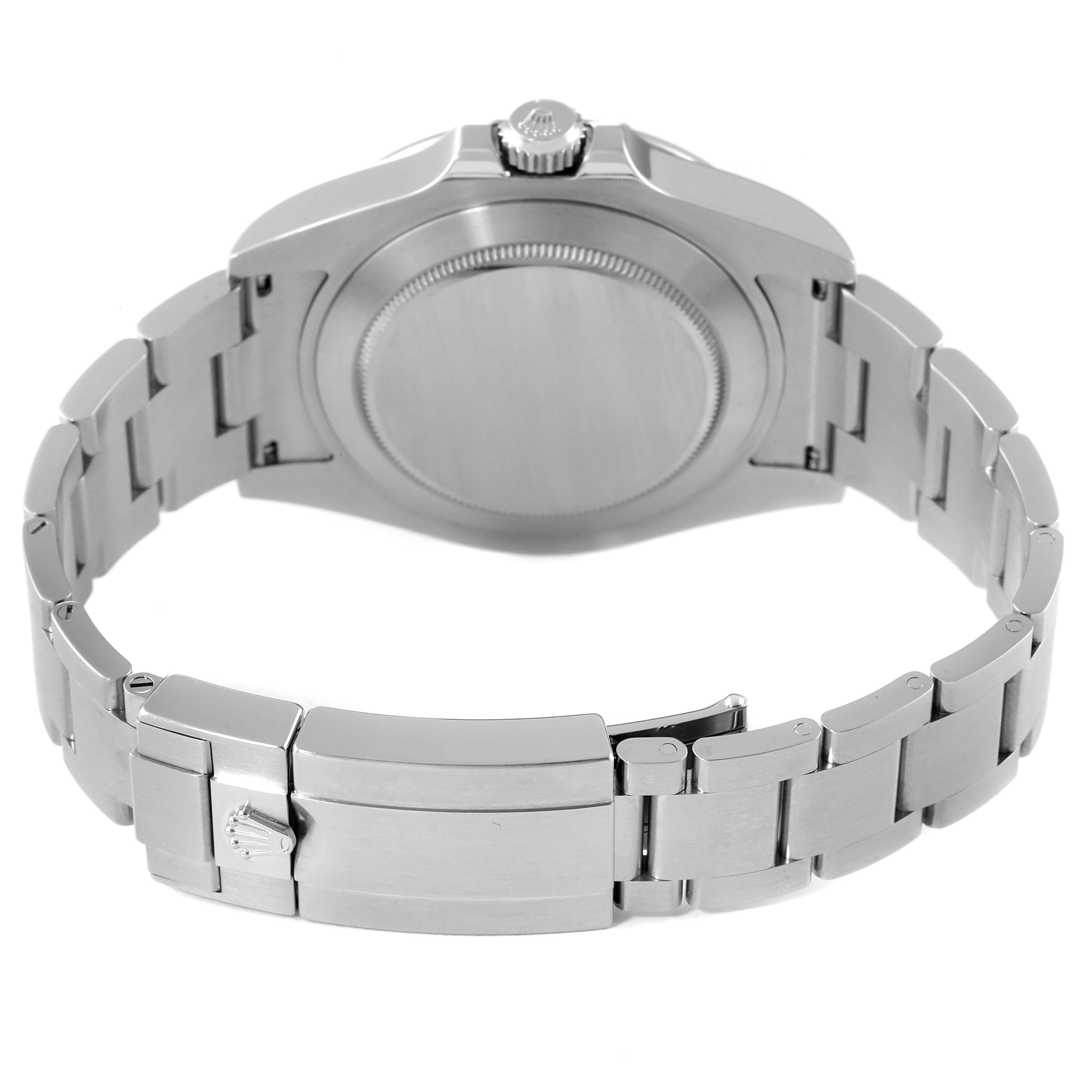 The image shows the case back and clasp of a Rolex Explorer 216570 Men's Stainless Steel White Dial 216570 Men's Stainless Steel White Dial watch from a rear angle.