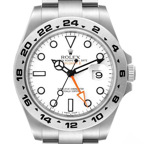 Photo of Rolex Explorer II 42 White Polar Dial Orange Hand Steel Mens Watch 216570 Box Card