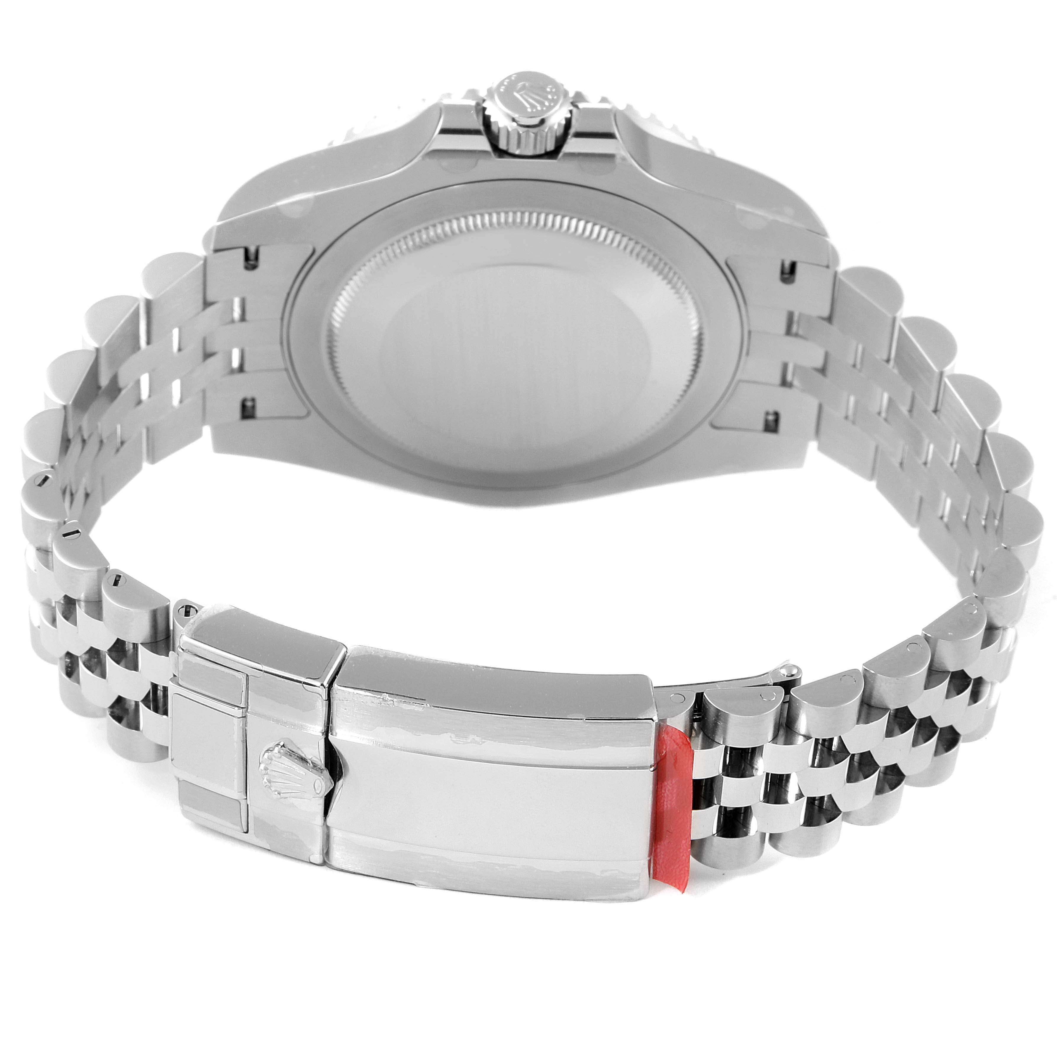 The image shows the back case and bracelet clasp of a Rolex GMT-Master 126710 Men
s Stainless Steel Black Dial 126710 Men
s Stainless Steel Black Dial watch from a rear angle.