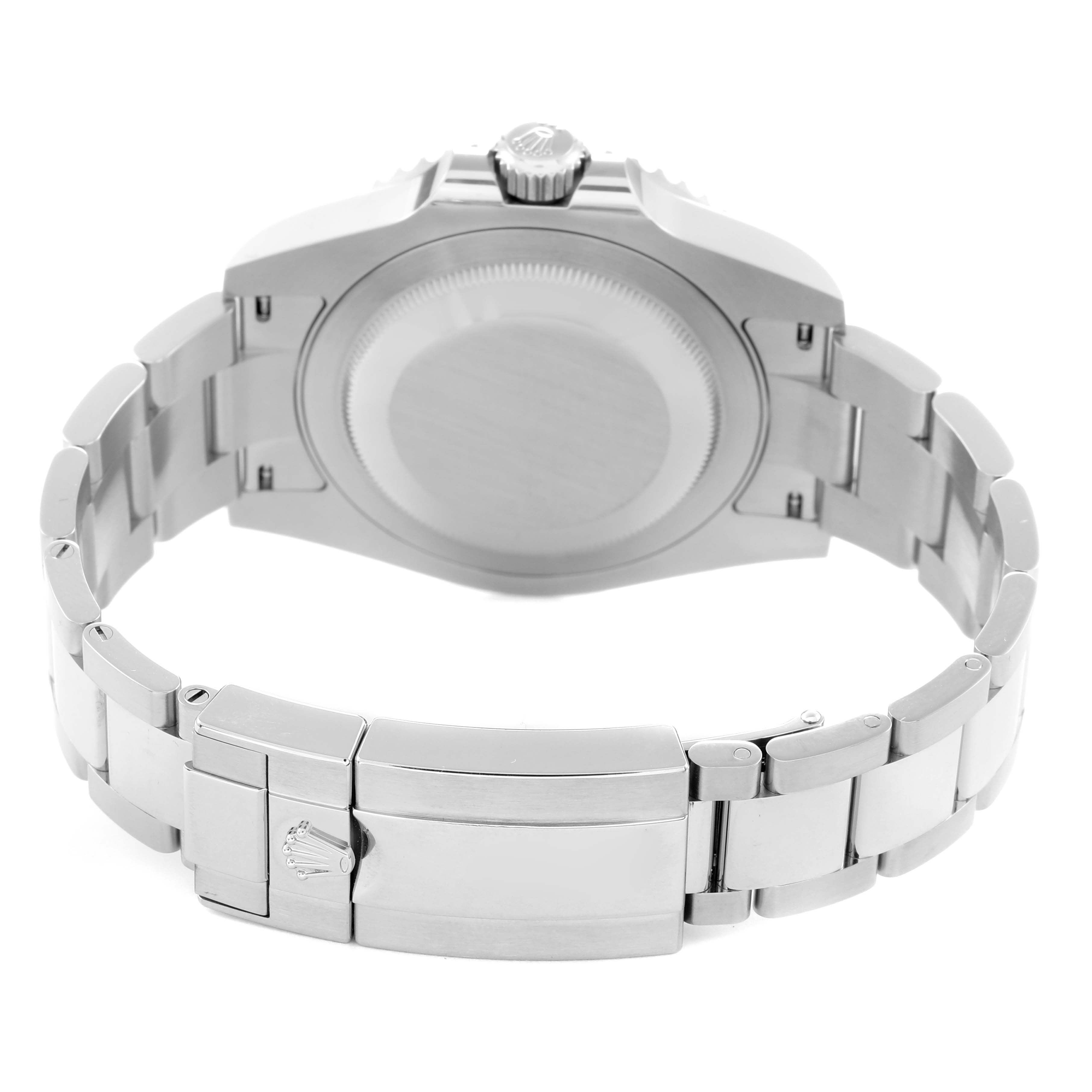 The image shows the back case and bracelet clasp of the Rolex GMT-Master 126710 Men
s Stainless Steel Black Dial 126710 Men
s Stainless Steel Black Dial watch from a rear angle.