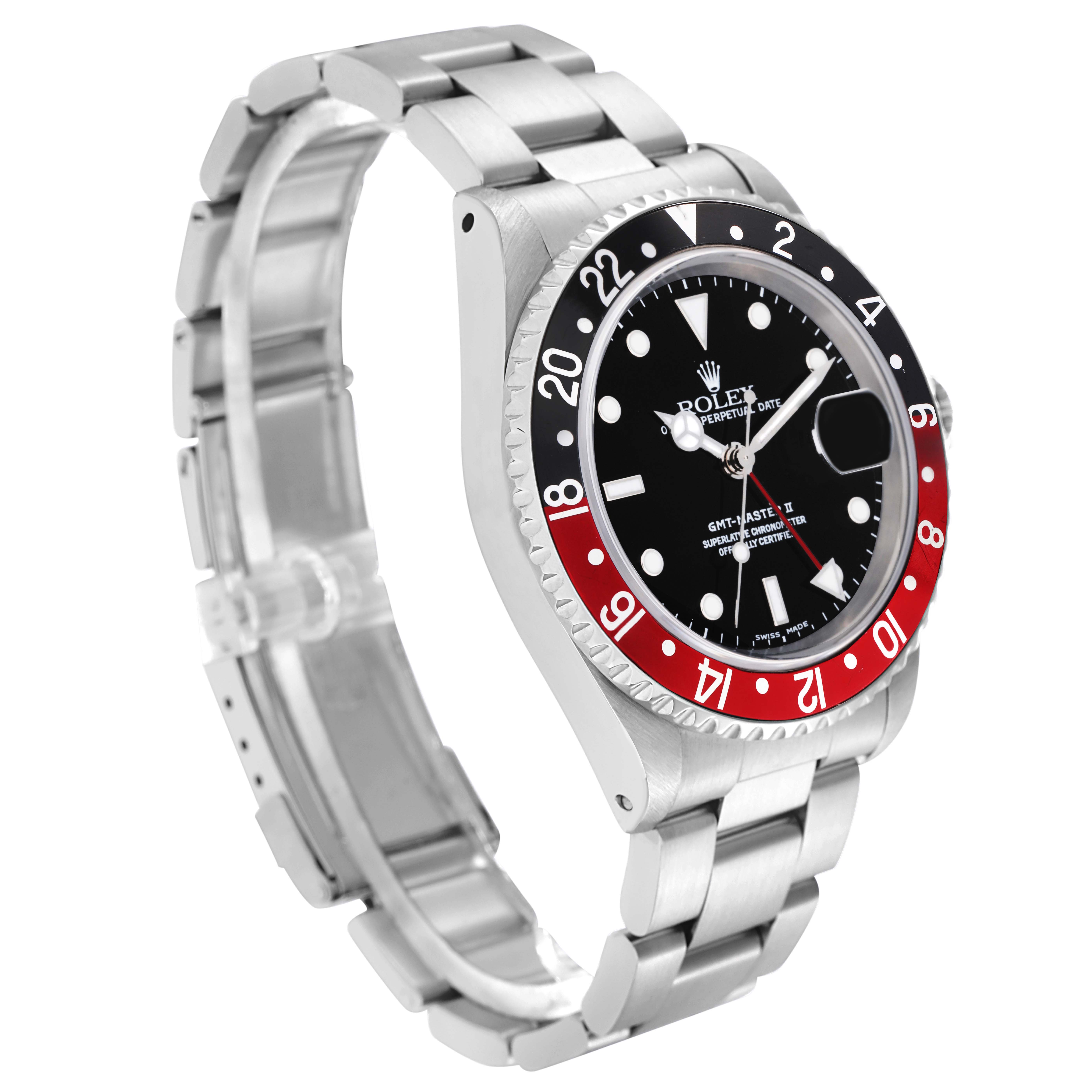 The Rolex GMT-Master 16710 Men
s Stainless Steel Black Dial 16710 Men
s Stainless Steel Black Dial watch is shown at a slight angle, highlighting the bezel, dial, and bracelet.