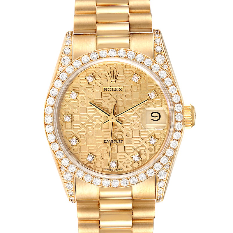 Rolex President Midsize 18K Yellow Gold Diamond Ladies Watch 68158 SwissWatchExpo