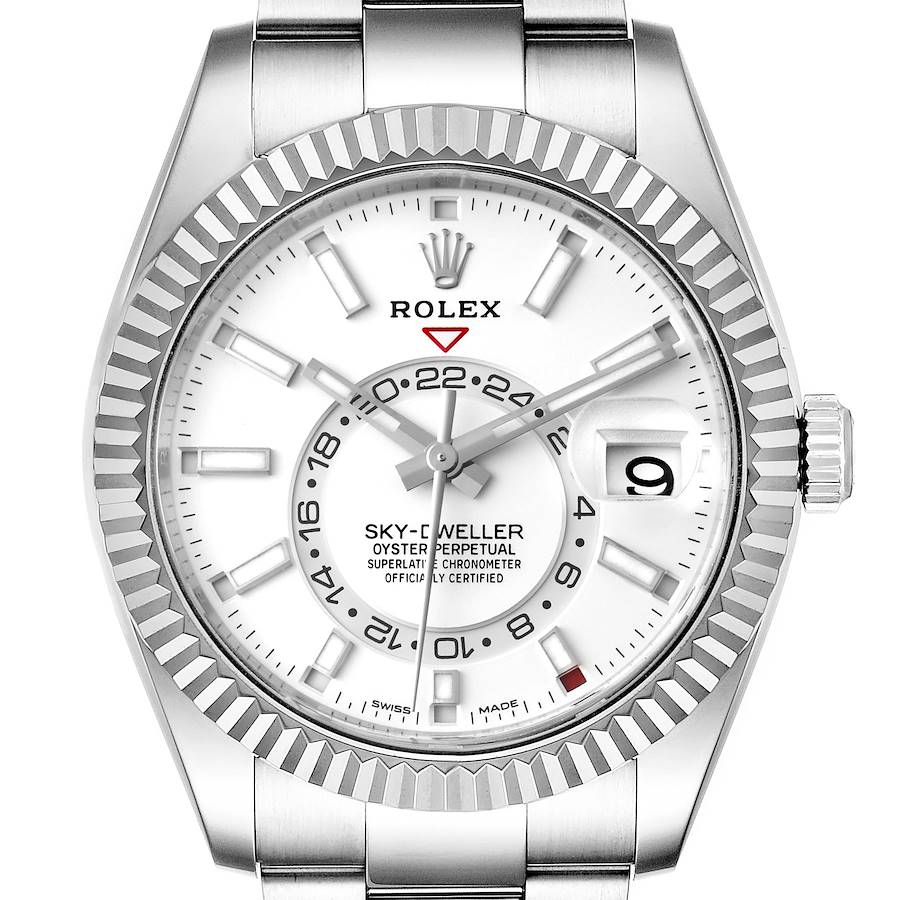 Rolex Sky-Dweller White Dial Steel White Gold Mens Watch 326934 Unworn SwissWatchExpo